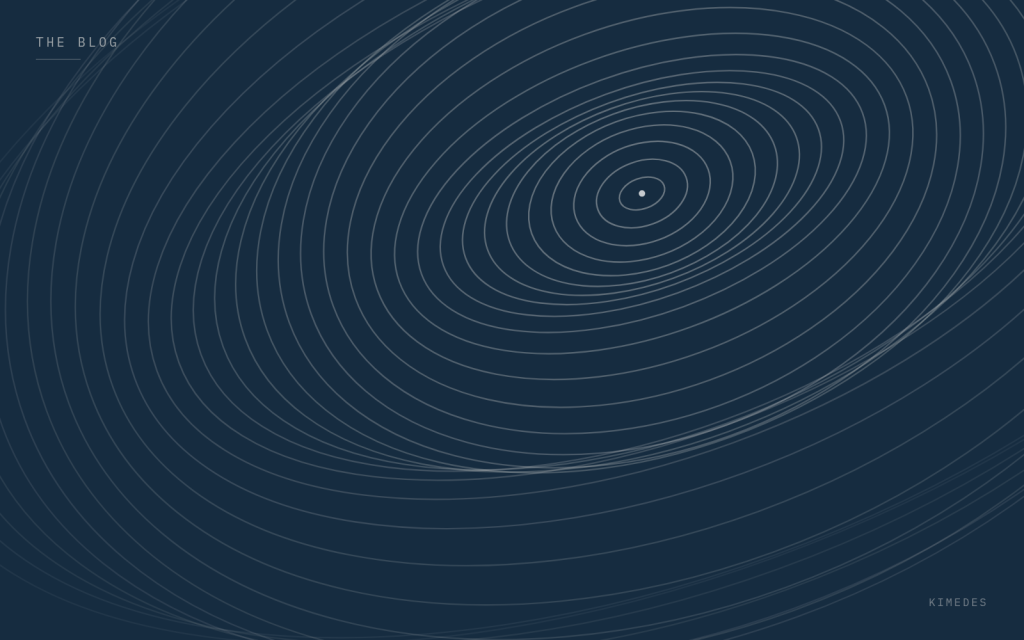 Concentric interferometric fringes on a navy ground.